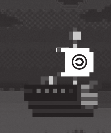 Barco con símbolo de copyleft
