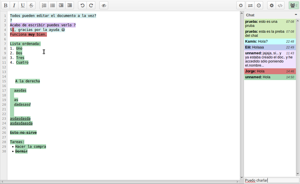 edición de texto colaborativa con Etherpad
