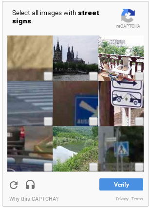 reCAPTCHA farita de Google Maps