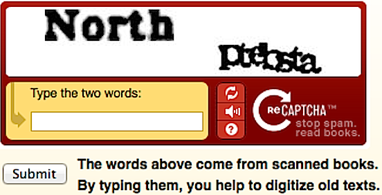 reCAPTCHA used to digitalize texts