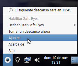 Safe Eyes en el área de notificación
